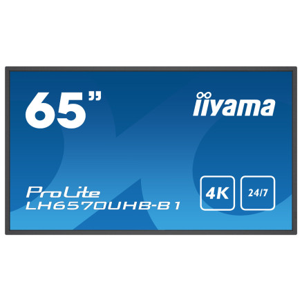 iiyama LH6570UHB-B1 affichage de messages Écran plat de signalisation numérique 163,8 cm (64.5") VA 700 cd m² 4K Ultra HD Noir