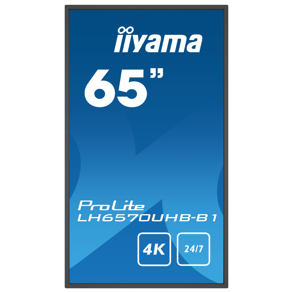 iiyama LH6570UHB-B1 affichage de messages Écran plat de signalisation numérique 163,8 cm (64.5") VA 700 cd m² 4K Ultra HD Noir