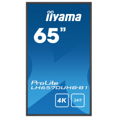 iiyama LH6570UHB-B1 affichage de messages Écran plat de signalisation numérique 163,8 cm (64.5") VA 700 cd m² 4K Ultra HD Noir