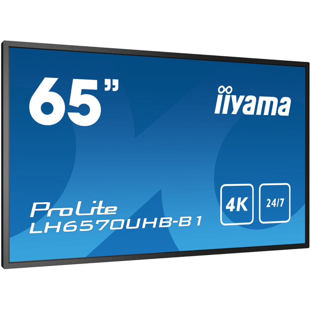 iiyama LH6570UHB-B1 affichage de messages Écran plat de signalisation numérique 163,8 cm (64.5") VA 700 cd m² 4K Ultra HD Noir