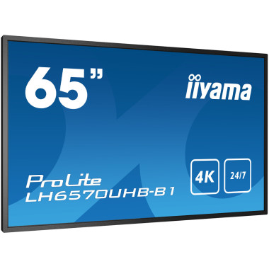 iiyama LH6570UHB-B1 affichage de messages Écran plat de signalisation numérique 163,8 cm (64.5") VA 700 cd m² 4K Ultra HD Noir