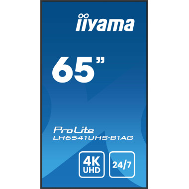 iiyama LH6541UHS-B1AG affichage de messages 163,8 cm (64.5") LCD 500 cd m² 4K Ultra HD Noir 24 7