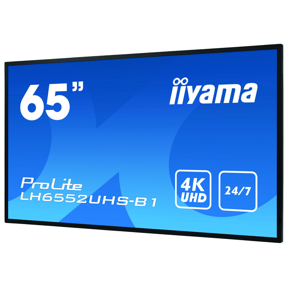 iiyama LH6552UHS-B1 affichage de messages Écran plat de signalisation numérique 163,8 cm (64.5") IPS 500 cd m² 4K Ultra HD Noir