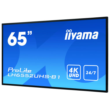 iiyama LH6552UHS-B1 affichage de messages Écran plat de signalisation numérique 163,8 cm (64.5") IPS 500 cd m² 4K Ultra HD Noir