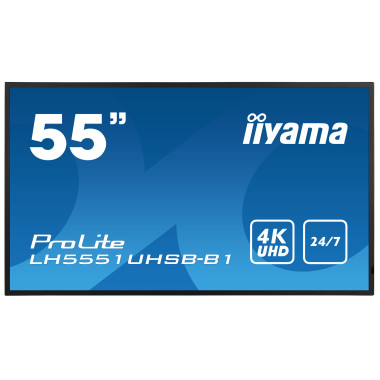 iiyama LH5551UHSB-B1 affichage de messages Écran plat interactif 137,2 cm (54") IPS 800 cd m² 4K Ultra HD Noir 24 7