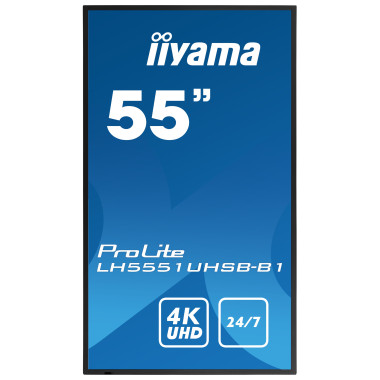 iiyama LH5551UHSB-B1 affichage de messages Écran plat interactif 137,2 cm (54") IPS 800 cd m² 4K Ultra HD Noir 24 7