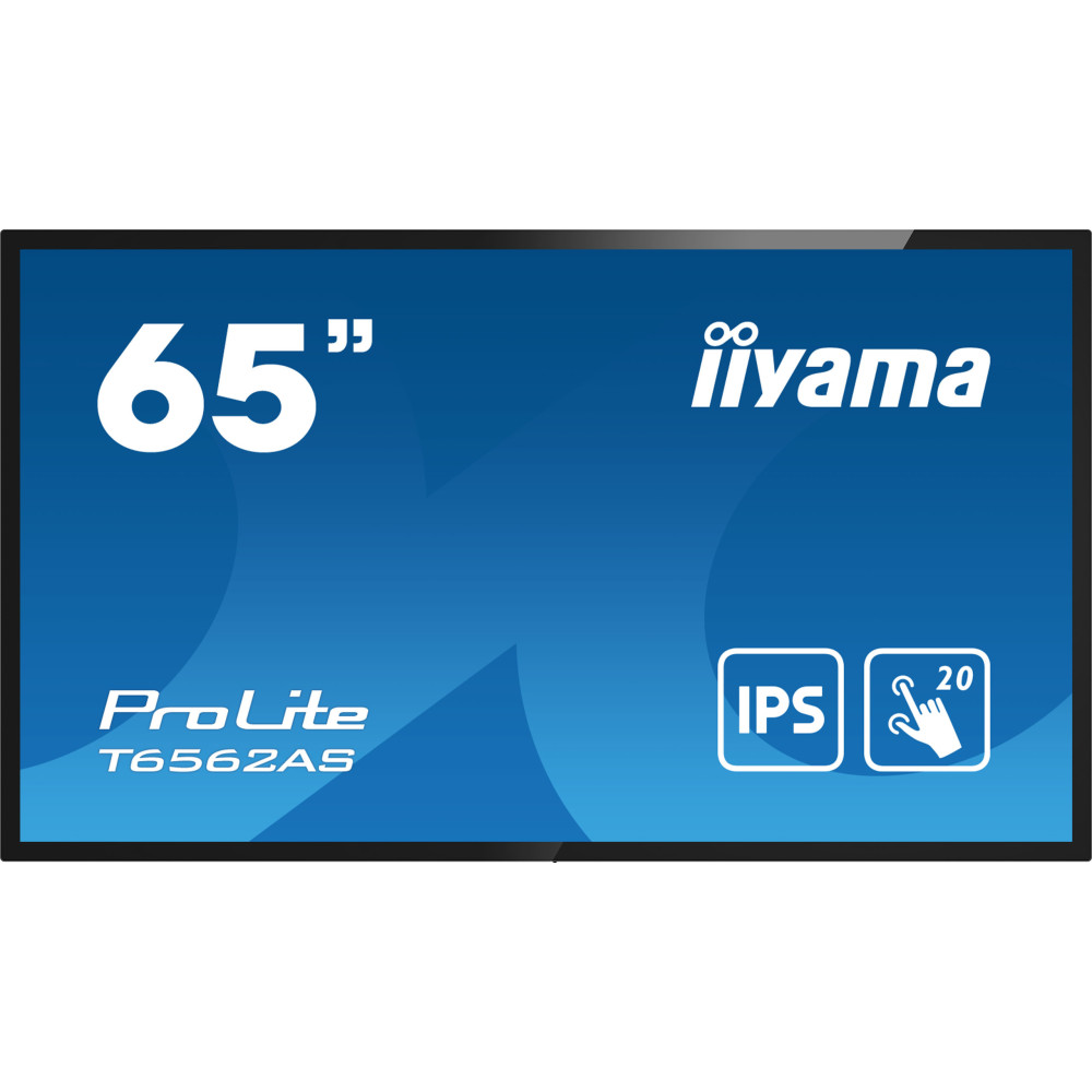 iiyama T6562AS-B1 affichage de messages Écran plat interactif 163,8 cm (64.5") IPS 500 cd m² 4K Ultra HD Noir Écran tactile iiyama T6562AS-B1 affichage de messages Écran plat interactif 163,8 cm (64.5") IPS 500 cd m² 4K Ultra HD Noir Écran tactile