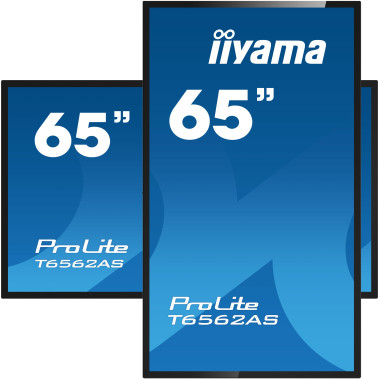 iiyama T6562AS-B1 affichage de messages Écran plat interactif 163,8 cm (64.5") IPS 500 cd m² 4K Ultra HD Noir Écran tactile