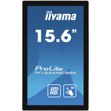 iiyama ProLite TF1634MC-B8X écran plat de PC 39,6 cm (15.6") 1920 x 1080 pixels Full HD LED Écran tactile Multi-utilisateur Noir