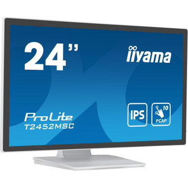 iiyama ProLite T2452MSC-W1 écran plat de PC 60,5 cm (23.8") 1920 x 1080 pixels Full HD LCD Écran tactile Multi-utilisateur Blanc