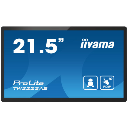 iiyama TW2223AS-B2 affichage de messages Écran plat interactif 54,6 cm (21.5") Wifi 400 cd m² Full HD Noir Écran tactile
