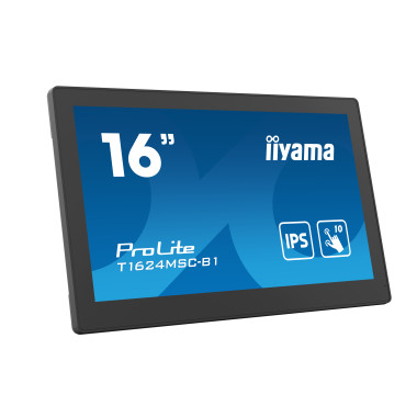 iiyama T1624MSC-B1 affichage de messages Écran plat interactif 39,6 cm (15.6") LCD 450 cd m² Full HD Noir Écran tactile 24 7