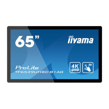 iiyama TF6539UHSC-B1AG affichage de messages Écran plat interactif 165,1 cm (65") LCD 500 cd m² 4K Ultra HD Noir Écran tactile