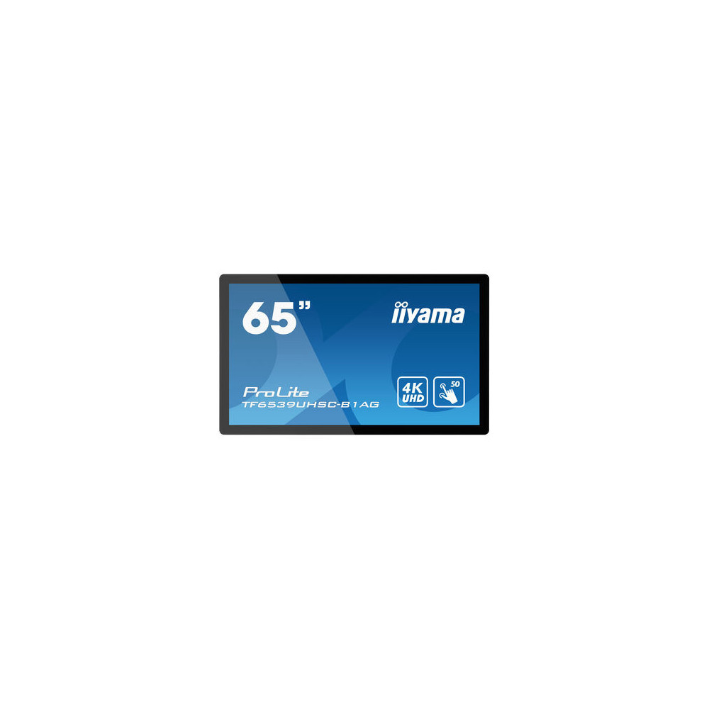iiyama TF6539UHSC-B1AG affichage de messages Écran plat interactif 165,1 cm (65") LCD 500 cd m² 4K Ultra HD Noir Écran tactile iiyama TF6539UHSC-B1AG affichage de messages Écran plat interactif 165,1 cm (65") LCD 500 cd m² 4K Ultra HD Noir Écran tactile