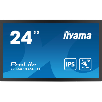 iiyama TF2438MSC-B1 affichage de messages Carte A numérique 61 cm (24") LED 600 cd m² Full HD Noir Écran tactile