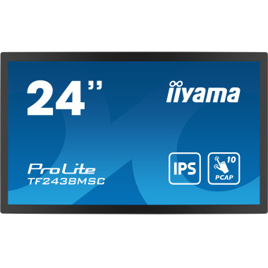 iiyama TF2438MSC-B1 affichage de messages Carte A numérique 61 cm (24") LED 600 cd m² Full HD Noir Écran tactile