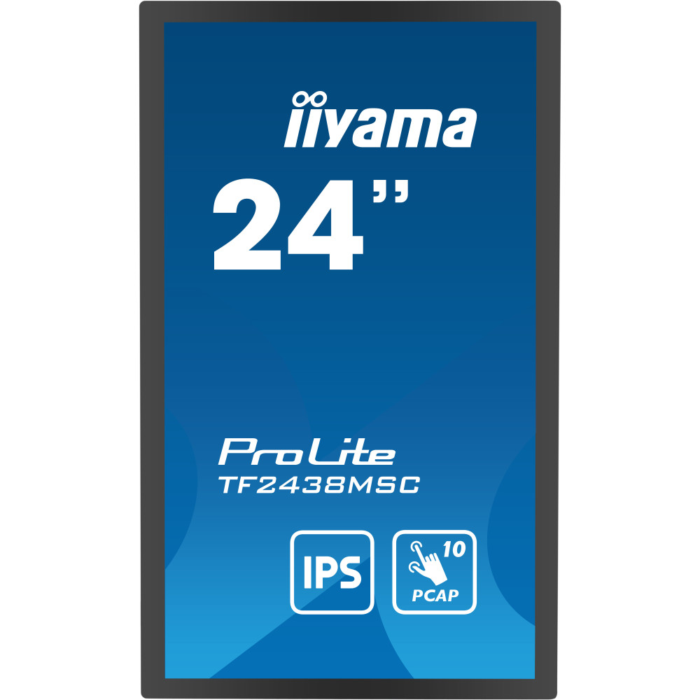 iiyama TF2438MSC-B1 affichage de messages Carte A numérique 61 cm (24") LED 600 cd m² Full HD Noir Écran tactile