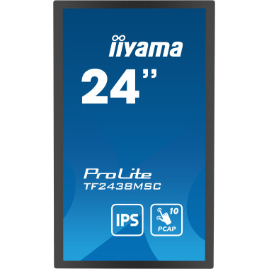 iiyama TF2438MSC-B1 affichage de messages Carte A numérique 61 cm (24") LED 600 cd m² Full HD Noir Écran tactile