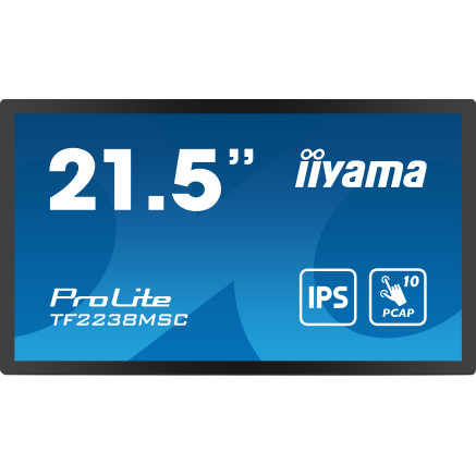 iiyama TF2238MSC-B1 affichage de messages Carte A numérique 55,9 cm (22") LED 600 cd m² Full HD Noir Écran tactile