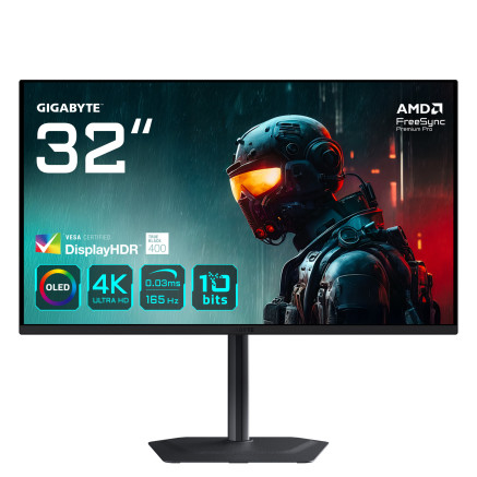 GIGABYTE MO32U 31,5" Moniteur Gaming OLED 4K UHD - 3840 x 2160, 165Hz, 0.03ms, 250 cd m², Display HDR True Black 400, HDMI 2.1,