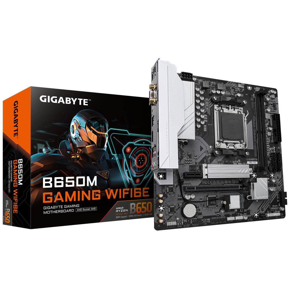 GIGABYTE B650M GAMING WIFI6E Carte Mère - Processeurs AMD Ryzen Série 9000, VRM 5+2+2 phases, jusqu'à 6400 MHz DDR5 (OC),