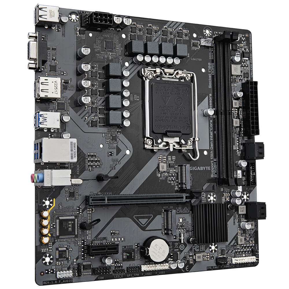 GIGABYTE B760M E Carte mère - Compatible avec les processeurs Intel Core 14ᵉ génération, VRM 6+1+1 phases, jusqu'à 7200 MHz