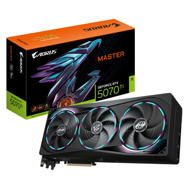 GIGABYTE AORUS GeForce RTX 5070 Ti MASTER 16G Carte Graphique - 16 Go GDDR7, 256 bits, PCI-E 5.0, 2670 MHz Core Clock, 3 x DP