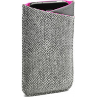 DICET017826 Löv Sleeve Etui pour Telephone portable Cuir/Laine Gris/Rose