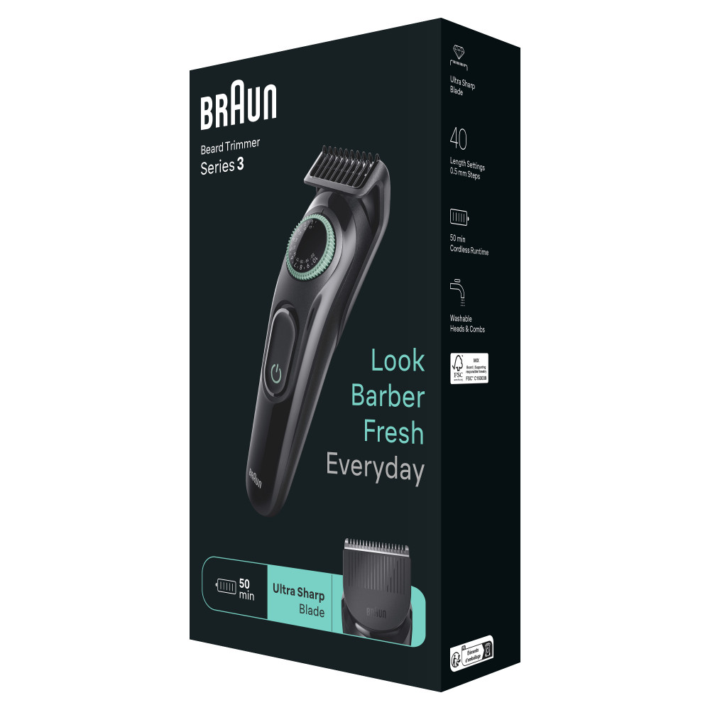 Braun BeardTrimmer 3 BT3421 Batterie 40 2 cm Noir