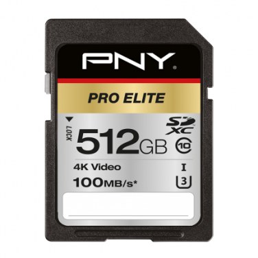 PNY P-SD512U3100PRO-GE PNYMF037592 PNY PRO ELITE SDXC 512Go - CLASSE 10 - 100GB/S - UHS-I U3 - 4K