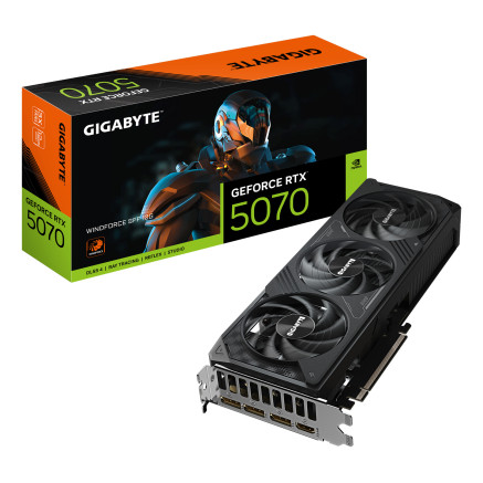 GIGABYTE GeForce RTX 5070 WINDFORCE SFF 12G Carte graphique - 12 Go GDDR7, 192 bits, PCI-E 5.0, Fréquence du cœur 2512 MHz, 3 x
