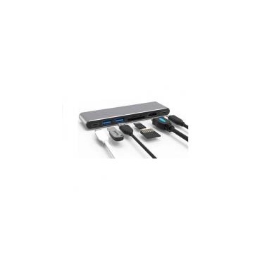 Connectland AD-USB-C-7EN1-THU CONAEX36250 0301682 - Adaptateur de type C avec 2x Hub USB V3.0 +HDMI+ lecteur multicartes