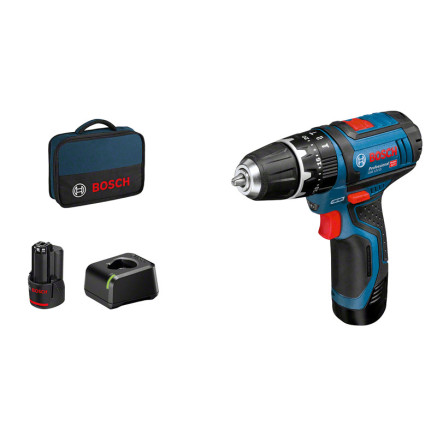 Bosch GSB 12V-15 Professional 1300 tr min Noir, Bleu