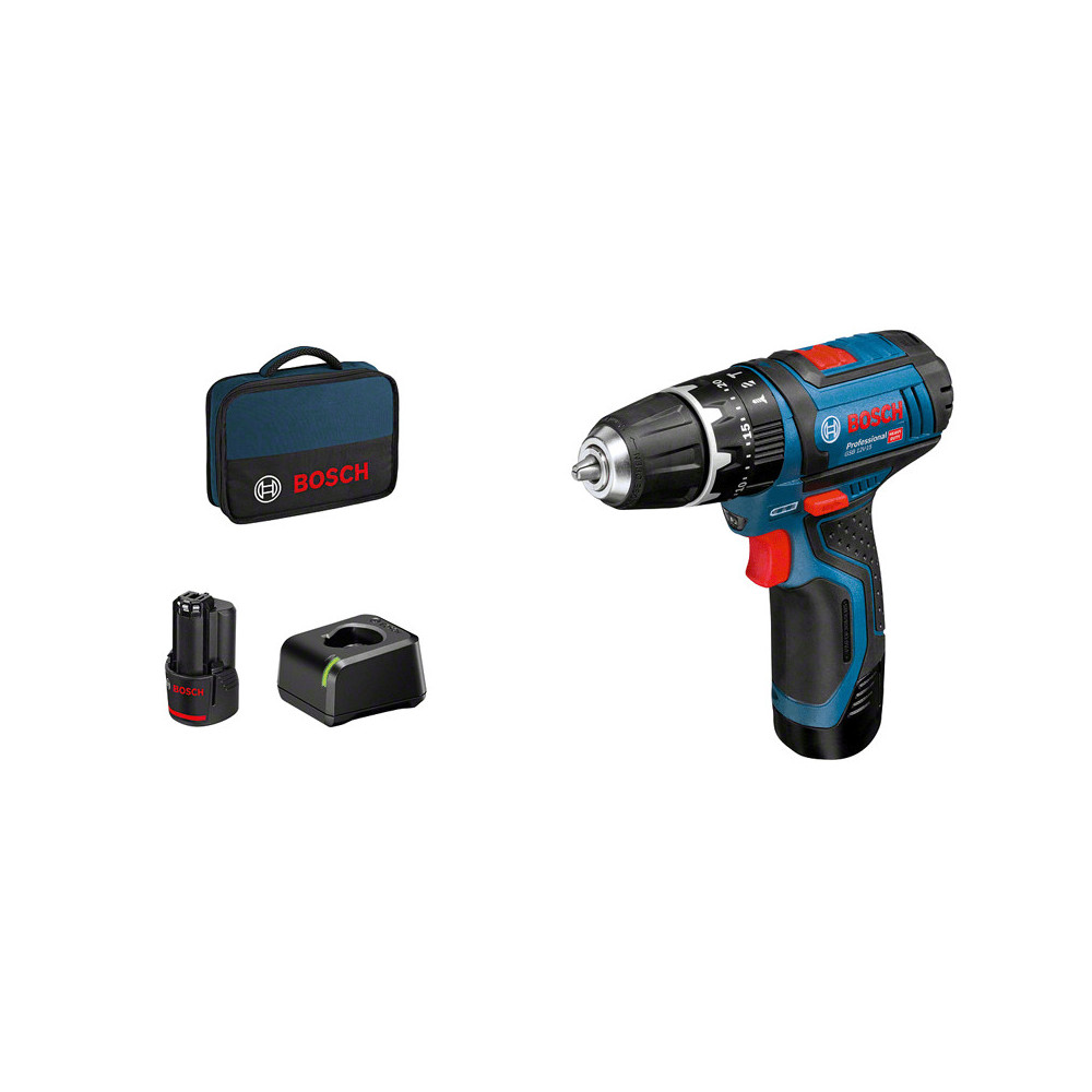 Bosch GSB 12V-15 Professional 1300 tr min Noir, Bleu Bosch GSB 12V-15 Professional 1300 tr min Noir, Bleu