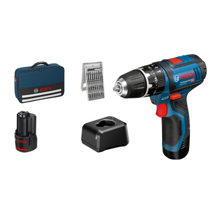 Bosch GSB 12V-15 1300 tr min Noir, Bleu