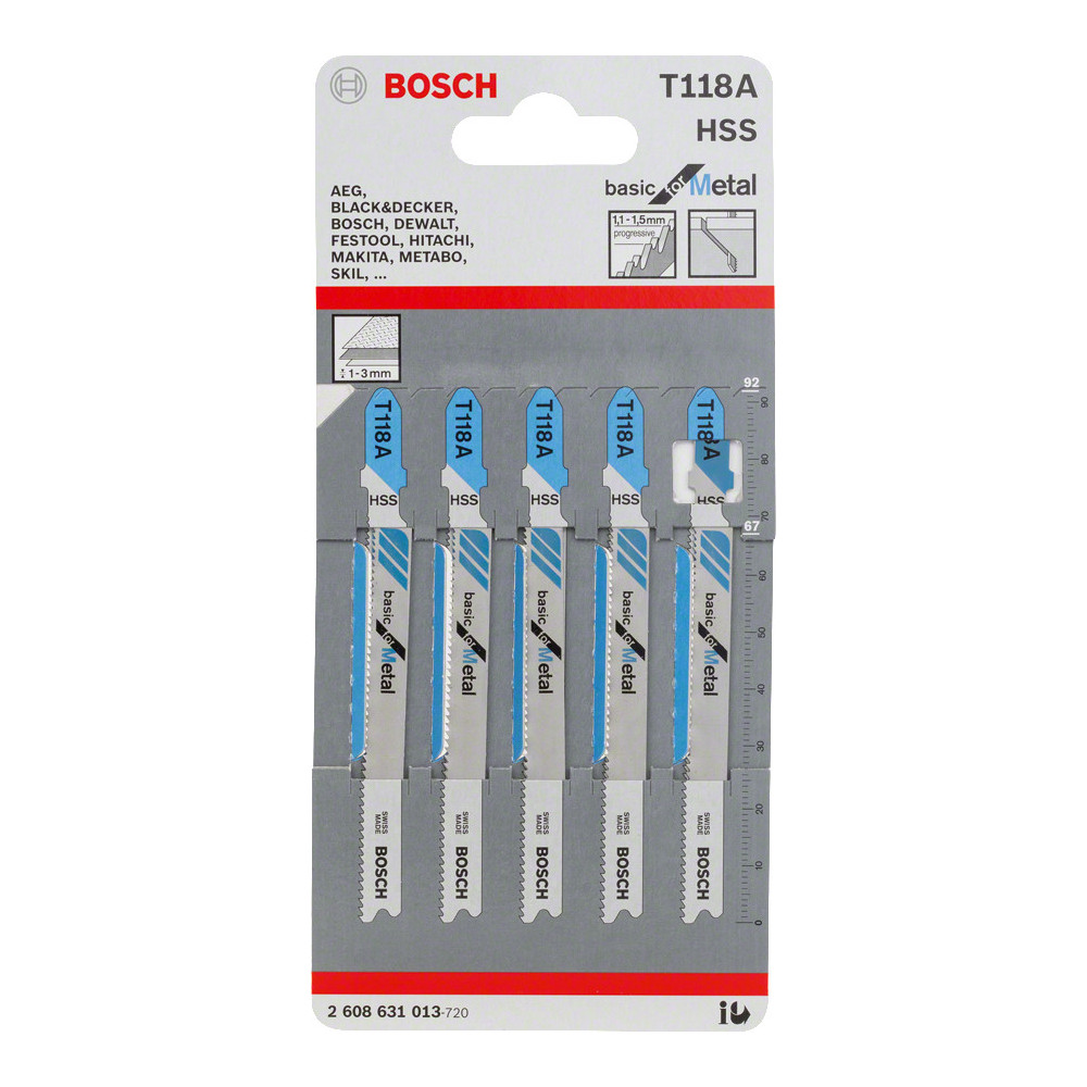 Bosch T 118 A Lames de scie sauteuse Acier rapide 5 pièce(s)
