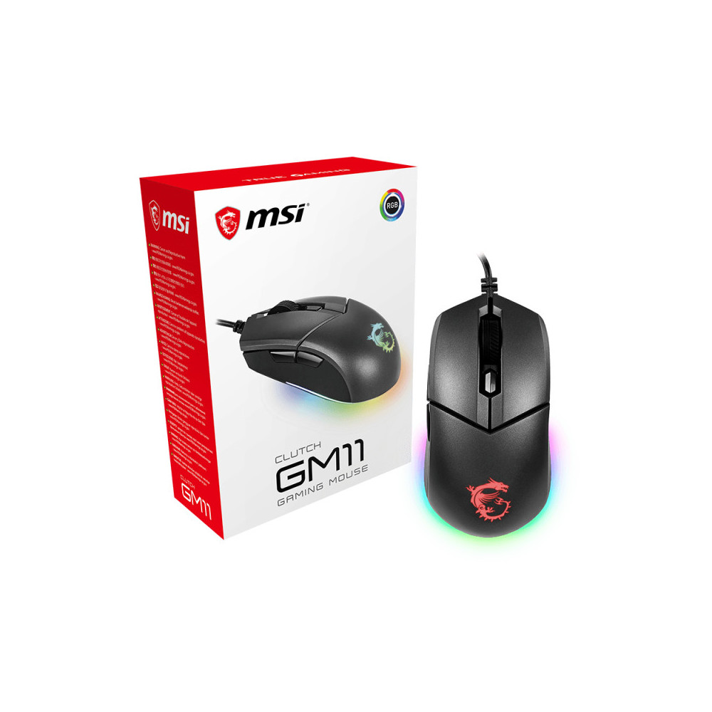 MSI Clutch GM11 souris Jouer Gauche USB Type-A Optique 5000 DPI