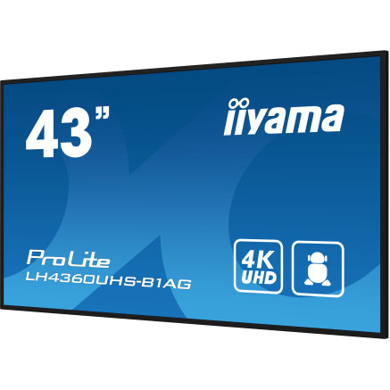 iiyama LH4360UHS-B1AG Écran d'affichage dynamique Carte A numérique 108 cm (42.5") LED Wifi 500 cd m² 4K Ultra HD Noir Intégré