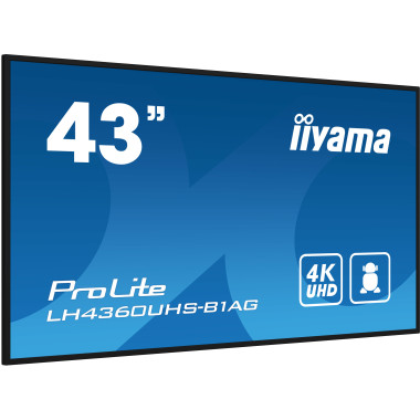 iiyama LH4360UHS-B1AG Écran d'affichage dynamique Carte A numérique 108 cm (42.5") LED Wifi 500 cd m² 4K Ultra HD Noir Intégré