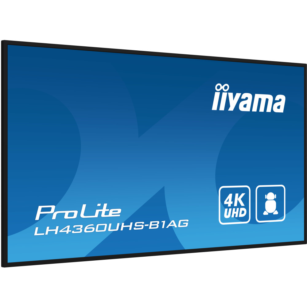 iiyama LH4360UHS-B1AG Écran d'affichage dynamique Carte A numérique 108 cm (42.5") LED Wifi 500 cd m² 4K Ultra HD Noir Intégré