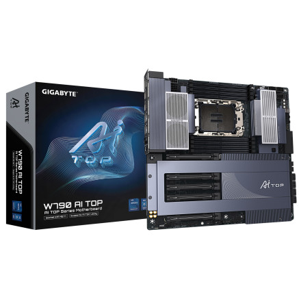 GIGABYTE W790 AI TOP Carte mère - Processeurs Intel Xeon, VRM 16+2+2 phases, jusqu'à 5600 MHz DDR5 (OC), 4xPCIe 5.0 + 2xPCIe
