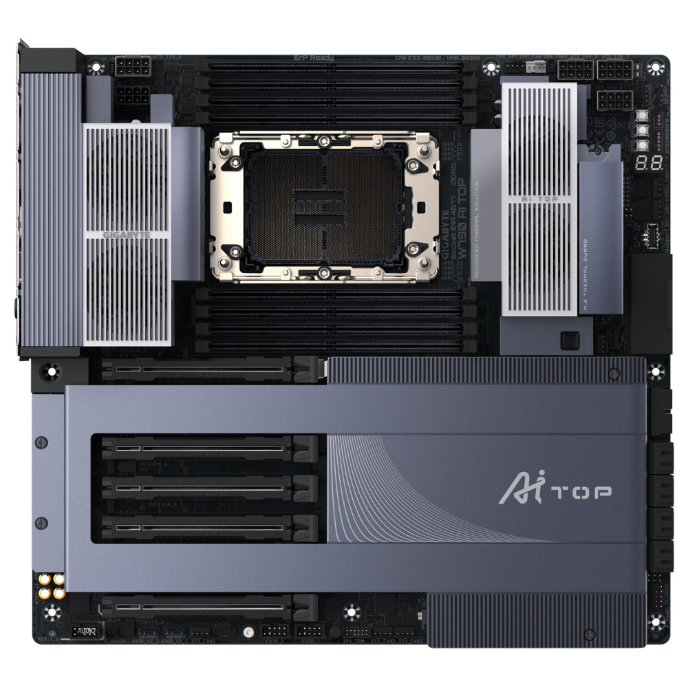 GIGABYTE W790 AI TOP Carte mère - Processeurs Intel Xeon, VRM 16+2+2 phases, jusqu'à 5600 MHz DDR5 (OC), 4xPCIe 5.0 + 2xPCIe