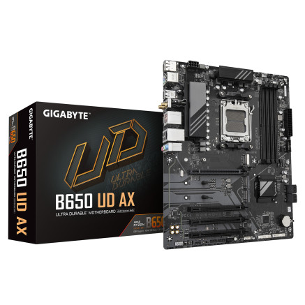 GIGABYTE B650 UD AX Carte Mère - Prend en charge les processeurs AMD Ryzen Série 9000, VRM 6+2+2 phases, jusqu'à 7600MHz DDR5