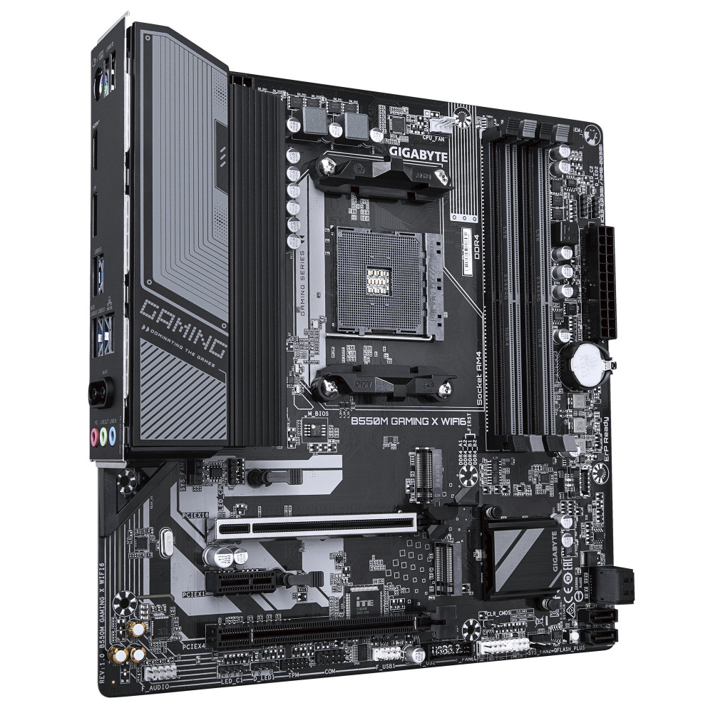 GIGABYTE B550M GAMING X WIFI6 Carte mère - Processeurs AMD Ryzen 5000, VRM 5+3 phases, jusqu'à 3200 MHz DDR4, 1x M.2 PCIe 4.0 +