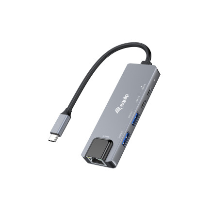 Equip 133496 Adaptateur multifonctionnel 5 en 1, 2.5GbE, USB-A x 2, USB-C x 1, USB-C , 100W USB PD