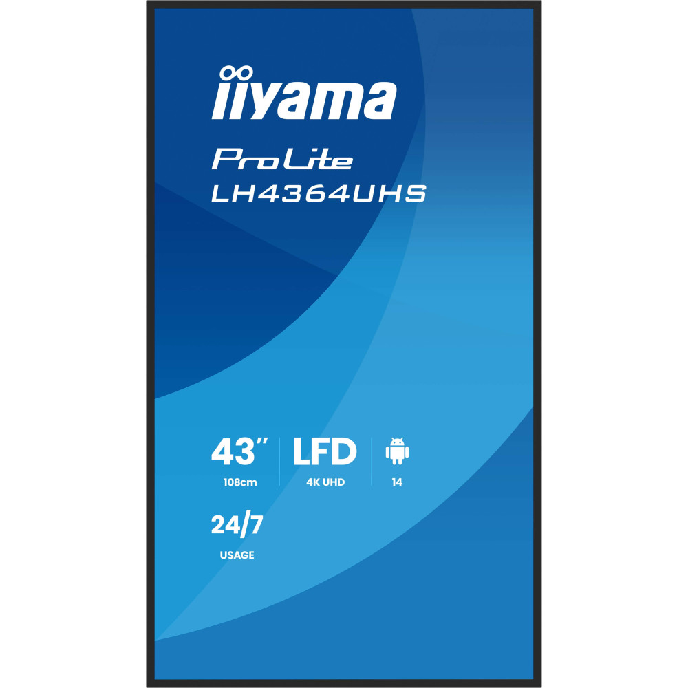 iiyama LH4364UHS-B1AG Écran d'affichage dynamique Écran plat de signalisation numérique 109,2 cm (43") LED Wifi 500 cd m² 4K