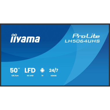 iiyama LH5064UHS-B1AG Écran d'affichage dynamique Écran plat de signalisation numérique 127 cm (50") Wifi 500 cd m² 4K Ultra HD