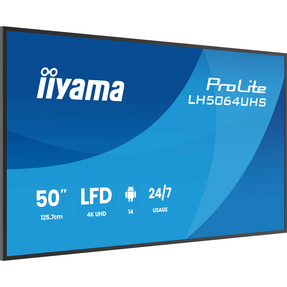 iiyama LH5064UHS-B1AG Écran d'affichage dynamique Écran plat de signalisation numérique 127 cm (50") Wifi 500 cd m² 4K Ultra HD