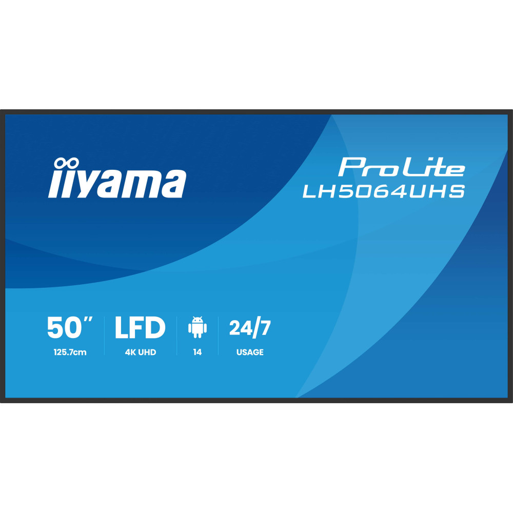 iiyama LH6564UHS-B1AG Écran d'affichage dynamique Écran plat de signalisation numérique 165,1 cm (65") Wifi 500 cd m² 4K Ultra iiyama LH6564UHS-B1AG Écran d'affichage dynamique Écran plat de signalisation numérique 165,1 cm (65") Wifi 500 cd m² 4K Ultra