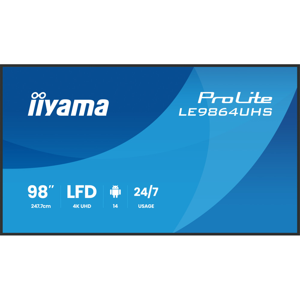iiyama LE9864UHS-B1AG Écran d'affichage dynamique Écran plat de signalisation numérique 2,49 m (98") Wifi 500 cd m² 4K Ultra HD